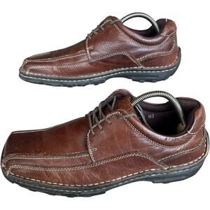 Steve Madden P.MARZ Brown Leather Moc Toe Lace Up Shoes Mens 10.5 Casual Travel